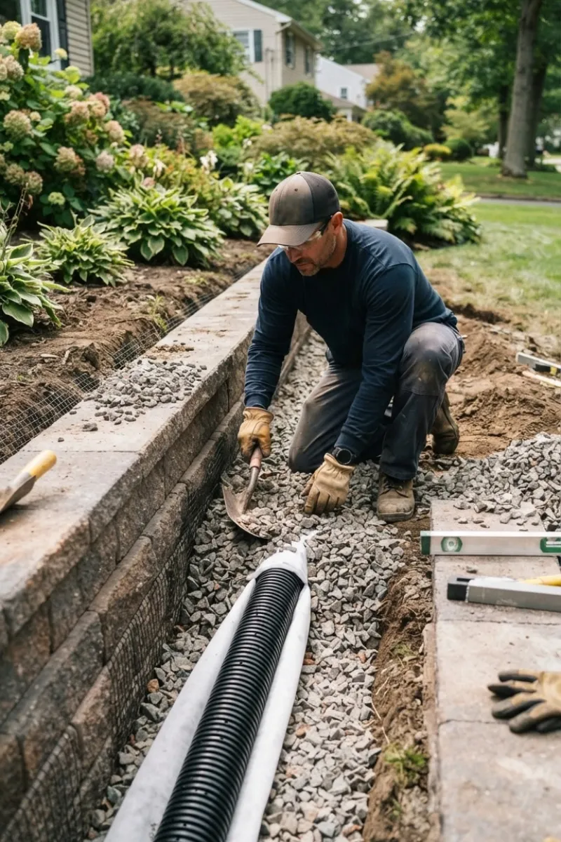 Correcting Drainage Conditions Behind or Around Retaining Walls in New Jersey Homes