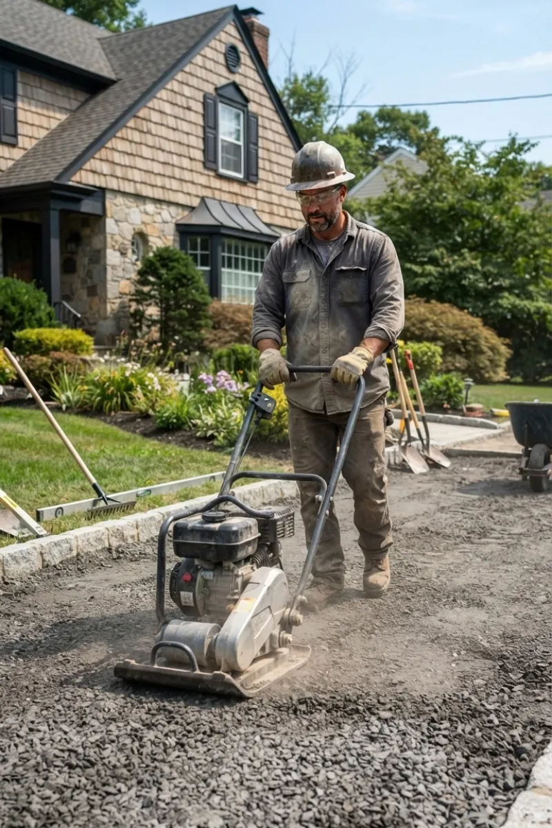Driveway Preparation and Grading by Optane Masonry in New Jersey and New York