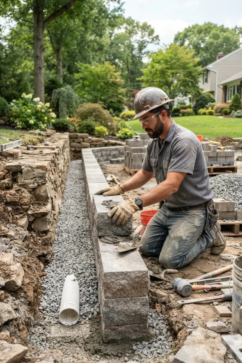 Full Retaining Wall Reconstruction Services in Elizabeth New Jersey by Optane Masonry