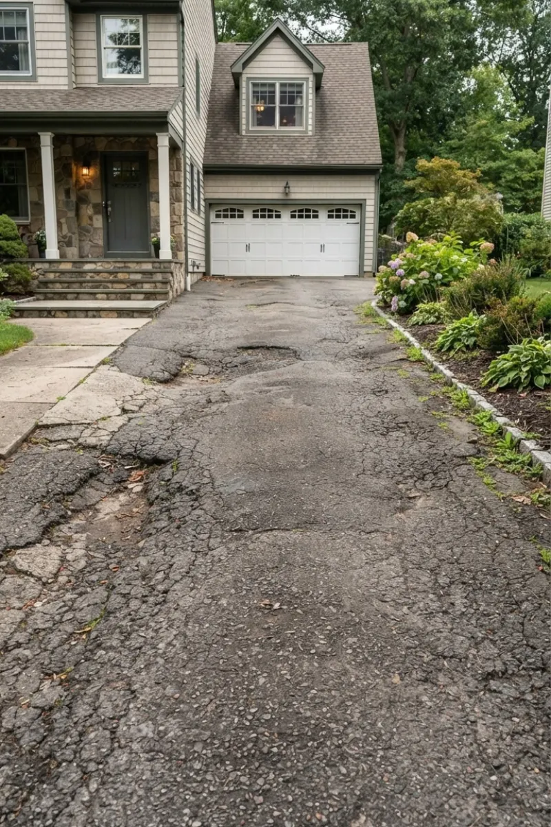 Uneven or Sunken Residential Driveways in New Jersey and New York - Optane Masonry & Home Improvements