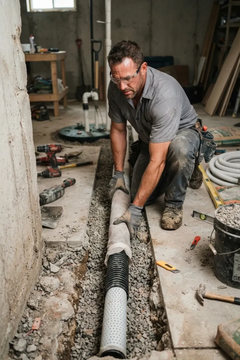 Interior French Drain Services in Elizabeth New Jersey