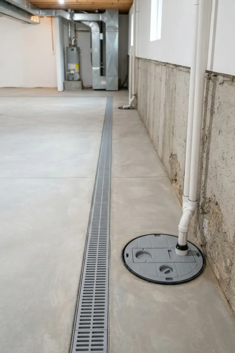 Interior French Drain with Sump Pump Installation in New Jersey